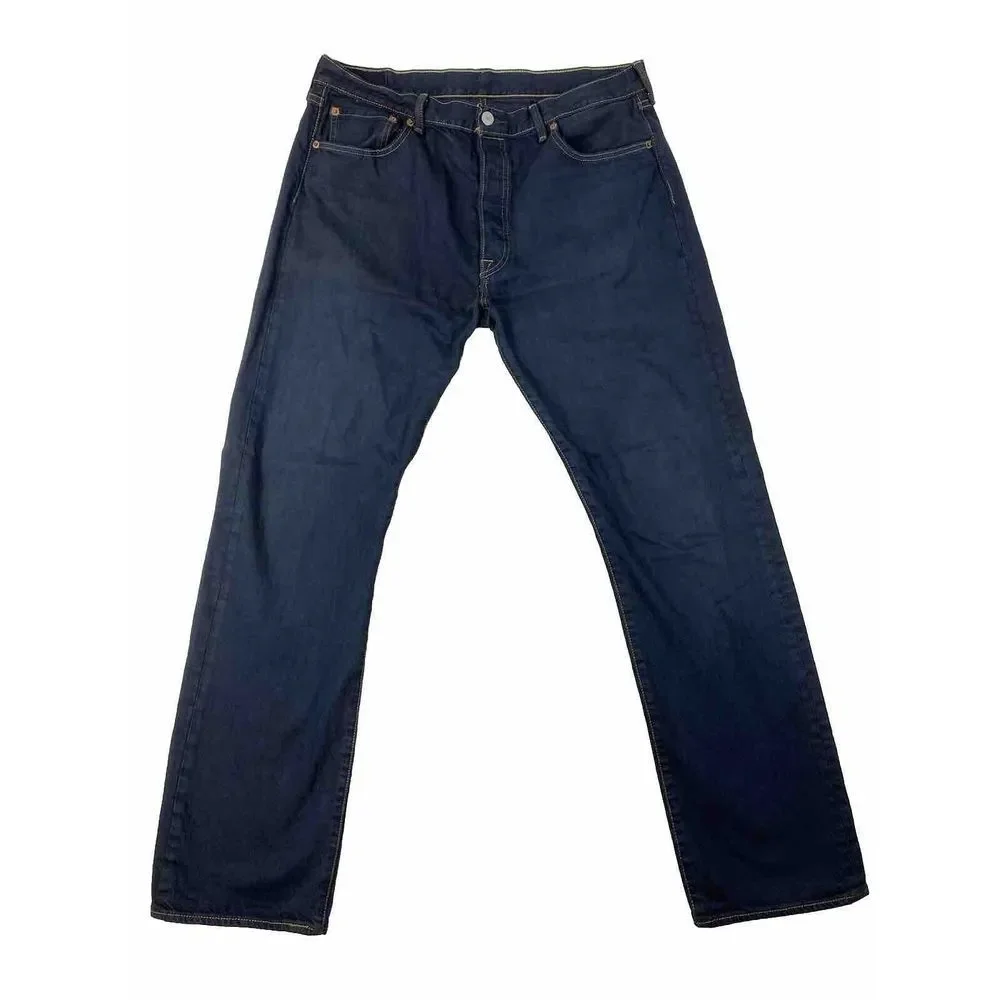 Levi's 501 Button Fly‎ Denim Jeans Mens Blue Dark Wash 36x34 (35x33 Measured)